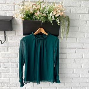 NWOT Stitchfix Green Tulle Semi-Sheer Blouse